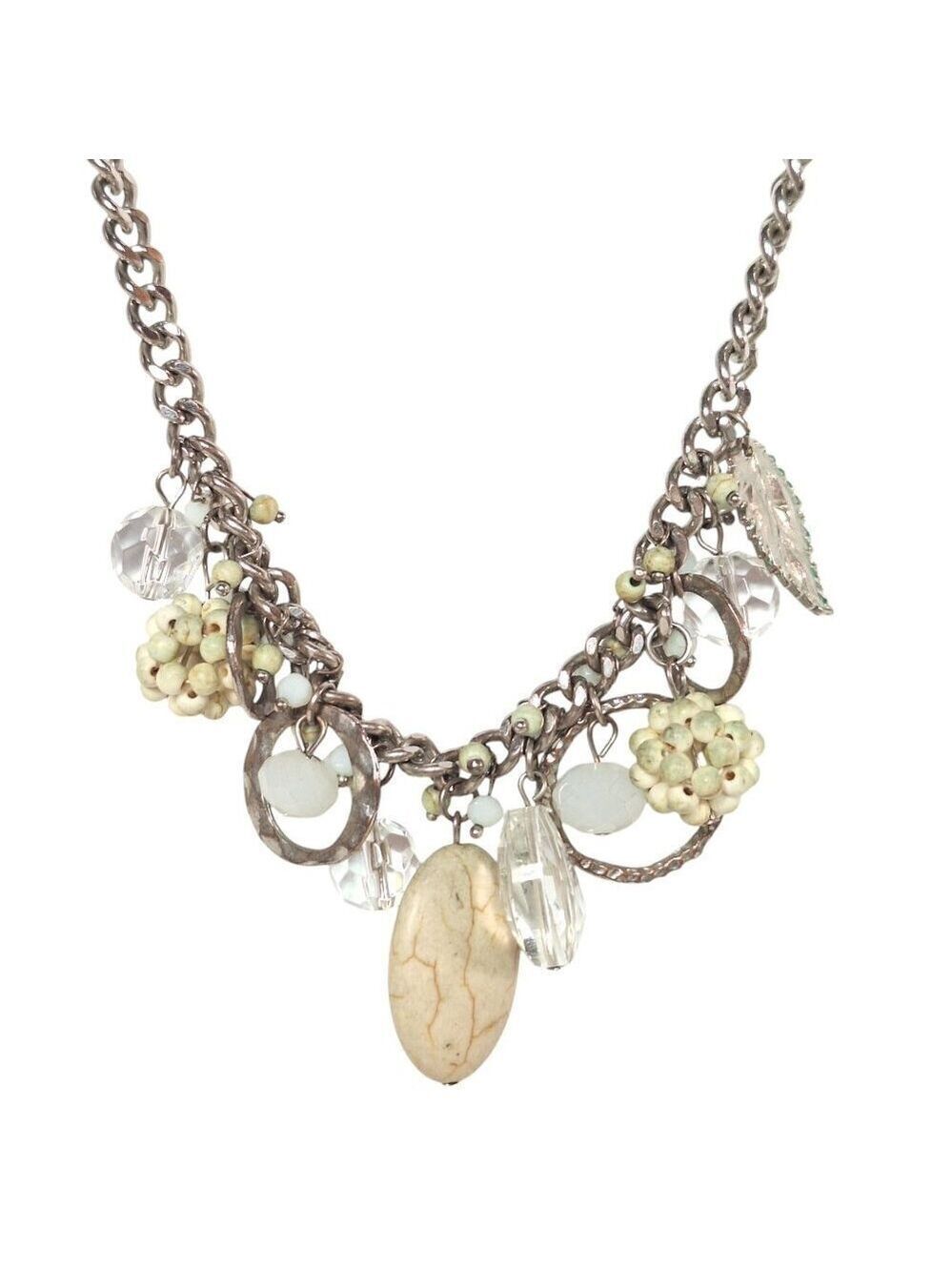 Vintage Gem Stone Feather Boho Statement Necklace